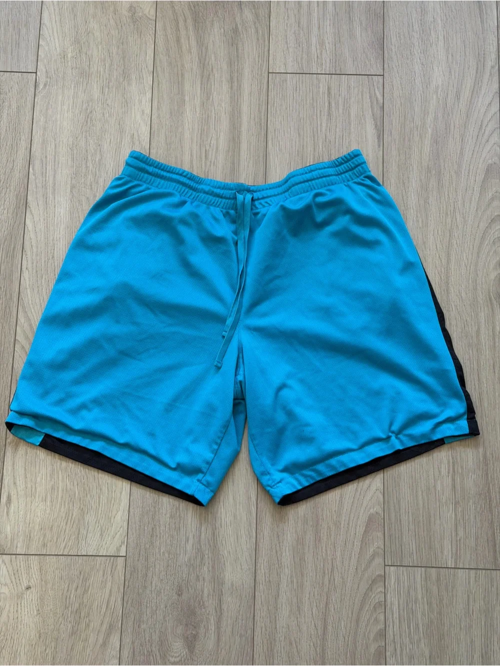 Men's Black Athletic Shorts with Blue Side Panels